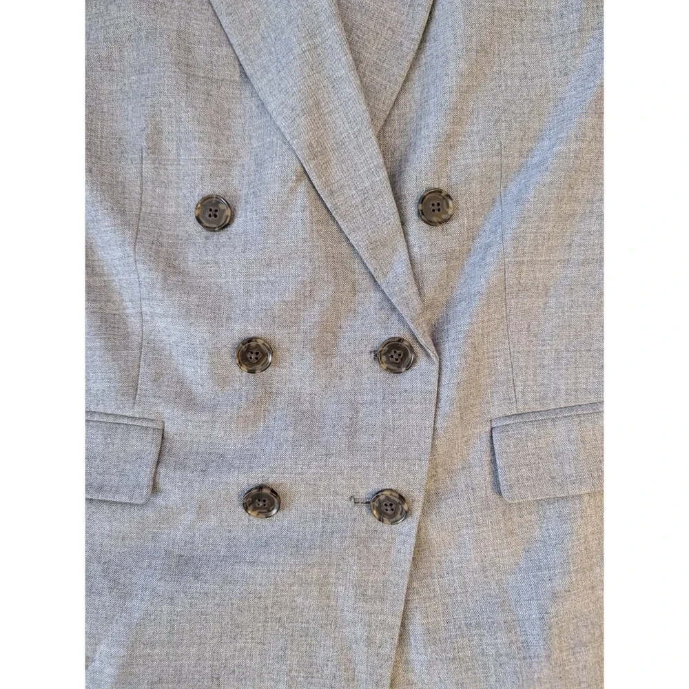 J. Crew Collection NWT Relaxed Double-Breasted Blazer Drapey Wool Grey- Size 8